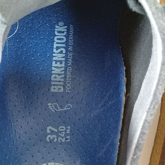 Birkenstock Womens Sneaker Size 6 W EU 37 Blue Suede Lace Up Bend Low Top - Picture 8 of 9